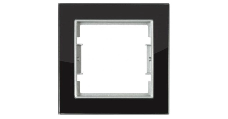 ЕЛИТРА РАМКА ЕДИНИЧНА СТЪКЛО- ЧЕРНО-СРЕБРИСТА