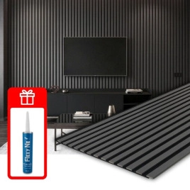 Акустичен панел от MDF 60x275см Антрацит + ПОДАРЪК: Лепило