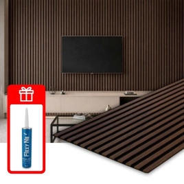 Акустичен панел от MDF 60x275см Тъмен Орех + ПОДАРЪК: Лепило